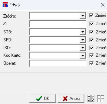 Widok okna edycji